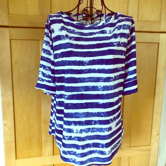 Peck & Peck Tops - Peck & Peck Weekend funky blue and white Top Med